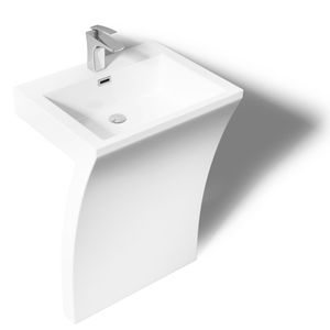 Mai & Mai Design Standwaschbecken Eckig Design Standwaschtisch Col07 Weiß Gussmarmor  Waschplatz Waschsäule Standsäule