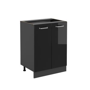 Vicco Küchenunterschrank R-Line, 60 cm ohne Arbeitsplatte, Schwarz Hochglanz/Anthrazit