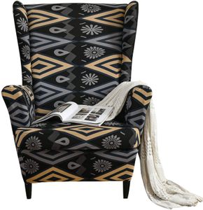 Topchances 2 Piece Wing Chair Cover, kryty židlí Wing Chair Slipcovers Cover Kryty židlí Elastický stretch kryt židle s područkou High Back, tmavě šedá