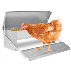 SWANEW Futterspender 5kg Tröge Futterautomat mit Deckel Hühner Futtertrog Fußpedal Selbstöffnender Futtertrog wasserdichter für Enten Puten