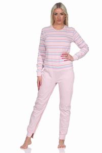 Damen Pflegeoverall langarm mit Reissverschluss am Rücken und am Bein in Streifenoptik, Größe:L, Farbe:rosa