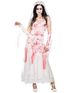Braut Zombiebraut Zombie Horror Narben Halloween Kostüm Damen Blut Vampir Kleid M