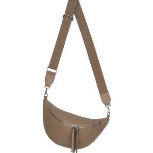 Bauchtasche XL Umhängetasche Crossbody-Bag Hüfttasche Kunstleder Italy-Design KHAKI