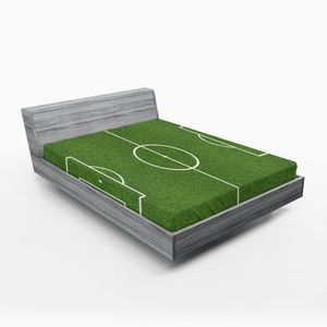 ABAKUHAUS Teen Zimmer Spannbetttuch, Fussballfeld zeichnung Stadionsitze Grobe Grundlagen Zeichnung Sport, 90 x 200 cm, Farngrün Weiß