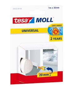 tesamoll Zugluftstopper Universal Tür (1 x 1 m) - Profil: 38 mm x 20 mm - weiß