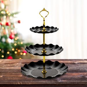 3-layer  Schwarz Obstkörbe Obst Etagere 30 cm - Obstschale für mehr Platz auf der Arbeitsplatte - Etageren mit Obstschalen - dekorativer