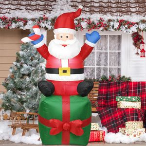 Dicollas® Aufblasbarer Weihnachtsmann XL 180cm LED Beleuchtet Befestigungsmaterial Weihnachtsdeko Santa draußen Deko Figur