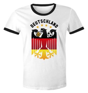 Herren T-Shirt Deutschland Fußball EM 2021 Bundesadler Bier Deutschlandshirt Deutschlandflagge Retro Moonworks® weiß-schwarz 3XL