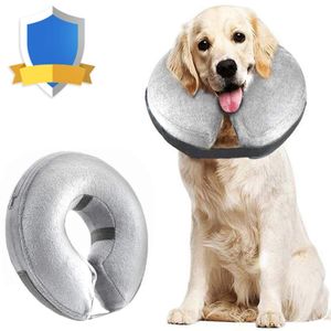 Freetoo Schutzkragen Aufblasbare Halskrause für Hunde & Katzen, für Haustier Hund Nackenschutz Kissen, Grau, Größe M