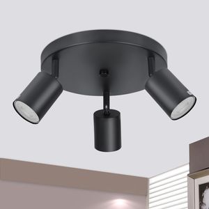 ZMH LED lampa sufitowa czarna 3 płomienna lampa sufitowa reflektor sufitowy nowoczesny GU10 metalowy reflektor sufitowy obrotowy 330° do salonu sypialni przedpokoju