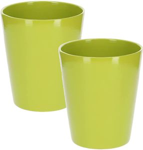 KOTARBAU® 2er Set Keramik Blumentopf Übertopf für Orchideen H 150mm ⌀ 120 mm Grün