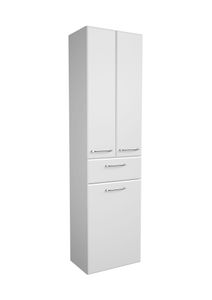 Hochschrank - Weiß Hochglanz - B 50 cm - 2 Türen - 1 Schublade - 1 Wäschekippe