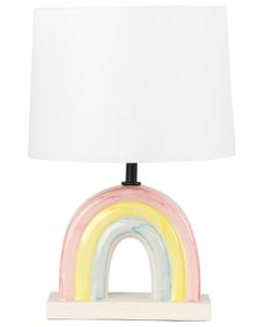 BELIANI Tischlampe Mehrfarbig Keramik Regenbogen-Form 42 cm Stoffschirm Trommelform Rund Kabel mit Schalter Modern Skandi Schlaf- u. Wohnzimmer