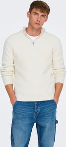 ONLY & SONS Strickpullover Stehkragen Reißverschluss Regular Fit Größe: L