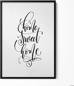 Dekoratives Schild für Wohnung „Home sweet home“– Wandbild mit Rahmen – Gerahmtes Bild  – Wanddekoration – 70x100 cm –  Schwarz Rahmen