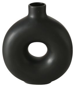 Vase - Schwarz matt - Steingut - H 20 cm