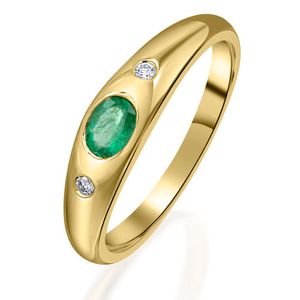 0,03 ct Diamant Brillant Smaragd Ring aus 585 Gelbgold RFB00005.2  Ringweite  58