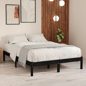 Schlafzimmermöbel - ELEGANTE - Bettrahmen - Massivholzbett Schwarz Kiefer 200x200 cm Matratze&46715