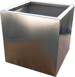 KÖHKO® Designer-Blumenkübel aus Edelstahl "VIVO" 100 x 100 x 60 cm | matt gebürsteter Pflanztopf eckig & groß