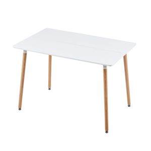 H.J WeDoo jídelní stůl kuchyňský stůl jídelní stůl pro 4-6 osob, 110cm obdélníkový stůl s bukovou nohou, bílý