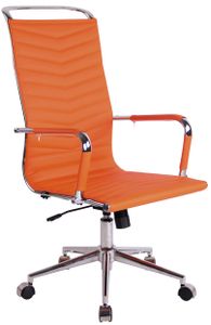 CLP Bürostuhl Batley höhenverstellbar mit Kunstleder oder Echtlederbezug, Farbe:orange, Material:Kunstleder