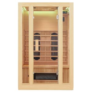 Juskys Infračervená sauna/termální kabina Nyborg S120K s keramikou, deskovým radiátorem a dřevem Hemlock