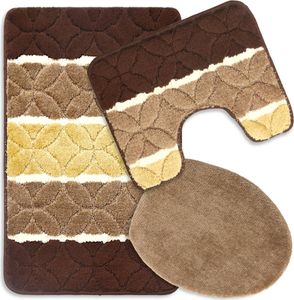 Badteppich Set 3-tlg. Yocimik - Badezimmer Teppich Rutschfest & Weich - Badteppich, Badvorleger - Badematten Set Braun 50x80 cm