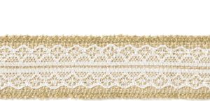 Juteband mit mittiger Spitze 4cm x 5m Rolle natur braun / weiß