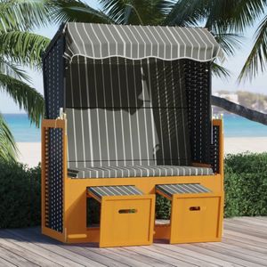 vidaXL Strandkorb mit Dach Poly Rattan und Massivholz Schwarz & Grau vidaXL Strandkorb mit Dach Poly Rattan und Massivholz Schwarz & Grau