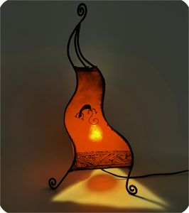 Orientalische Lampe Hennalampe marokkanische Lederlampe Tischleuchte Stehleuchte Essaouira Gecko 50 cm, orange Orientalische Lampe Hennalampe marokkanische Lederlampe Tischleuchte Stehleuchte Essaouira Gecko 50 cm, orange