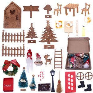 33ks sada vánočních skřítkových dveří, vánoční dekorace skřítkových dveří, plot, žebřík, boty, věnec, sada vílích dveří, vánoční doplňky pro skřítky