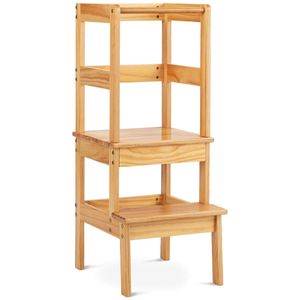 COSTWAY 2 Stufen Lernturm, Lerntower bis zu 90kg belastbar, Lernstuhl Küchenhelfer, Kinder Schemel aus Holz, fürs Badezimmer, Schlafzimmer, Wohnzimmer
