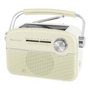 Přenosné rádio Soundmaster TR480 se solární a lithiovou baterií, retro nostalgie, konektor pro sluchátka, barva:béžová