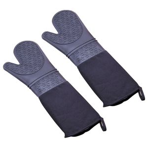 Extra lange Silikon-Ofenhandschuhe – hitzebeständige Handschuhe, rutschfeste professionelle Kochhandschuhe, Ofenhandschuhe, Form2