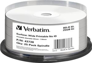 Verbatim - 25 x BD-R - 25 GB 6x - breite bedruckbare Oberfläche - Spindel