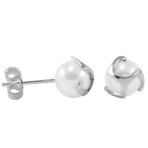SilberDream Ohrstecker für Damen 925 Silber weiß Perle Ohrringe 7mm SDO509