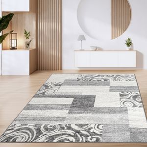 Teppich Wohnzimmer Kurzflor Marokkanische Kreis Und Bordüren Muster Modern Grösse 80x150 cm