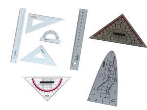 Herlitz Zeichengarnitur 8tlg / Geo-Dreiecke, Lineale, Parabel und Winkelmesser