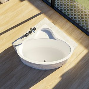 ECOLAM Badewanne Eckbadewanne BALA 140 x 140 cm Acrylwanne Sanitäracryl weiß Ablaufgarnitur Viega Füße Silikon