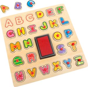 Small Foot 10218 Lernspiel Stempel und Puzzle „ABC“, bunt, 27-teilig (1 Set)