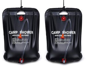 2er Set Camping Dusche 20 Liter | Tragbare Outdoordusche | Solardusche für Camper und Naturliebhaber | 2 x Reisedusche - Gartendusche | Wassertasche mit Duschkopf | Warmwasser Pooldusche - Duschsack