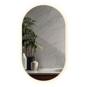 Beleuchtet Dekorativ Spiegel  – Hängespiegel Oval Form – Loft-Stil Deko- LED- Farbe Warm (3000K) – 58 cm x 100 cm