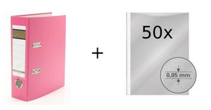 Ordner / DIN A5 / 75mm / Farbe: pink + 50 Prospekthüllen