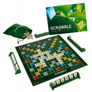 Scrabble Crossword - Classic Board Game - 100 Letter Tiles - 4 Racks - 1 Letter Bag - Instructions Included