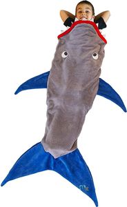 Hai Decke Schlafsack für Kinder Jungen mit Haifisch Zähne Schwanz, Warm Weich Fleece Flanell Steppdecke Mermaid Schwanz Blanket, 50 x 150cm (Grau)