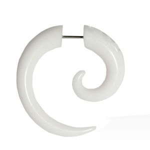 1 Stück Fake Plug Ohrstecker Spirale in weiß Größe - 6 mm 316L Chirurgenstahl Acryl Ohrschmuck Ohrringe Ohrhänger