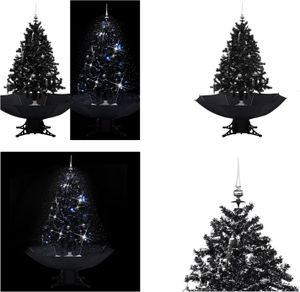 vidaXL Śnieżna choinka z parasolem Czarna 140 cm PVC - Śnieżna choinka - Śnieżne choinki - Choinka z opadami śniegu - Choinki z opadami śniegu