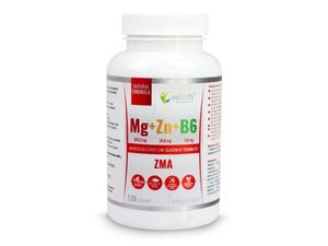 WISH Pharmaceutical ZMA - Magnesium Zink Vitamin B6- Hochdosiert Tabletten - Nahrungsergänzungsmittel für Veganer und Vegetarier geeignet - 120 Tabletten