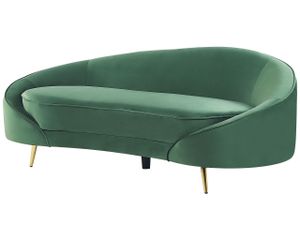 BELIANI Sofa Grün Samtstoff 3-Sitzer Oval Gebogen Dicke Polsterung mit Metallfüßen Gold Freistehend Retro Glamourös für Wohnzimmer Salon Flur Diele