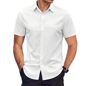 Stretch Kurzarm-Hemd Männer, Anti-Knitter, Atmungsaktiv - BRILLSHIRT Weiß L/XL